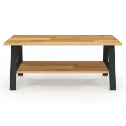 Table basse rectangulaire 100 cm double plateau bois et noir