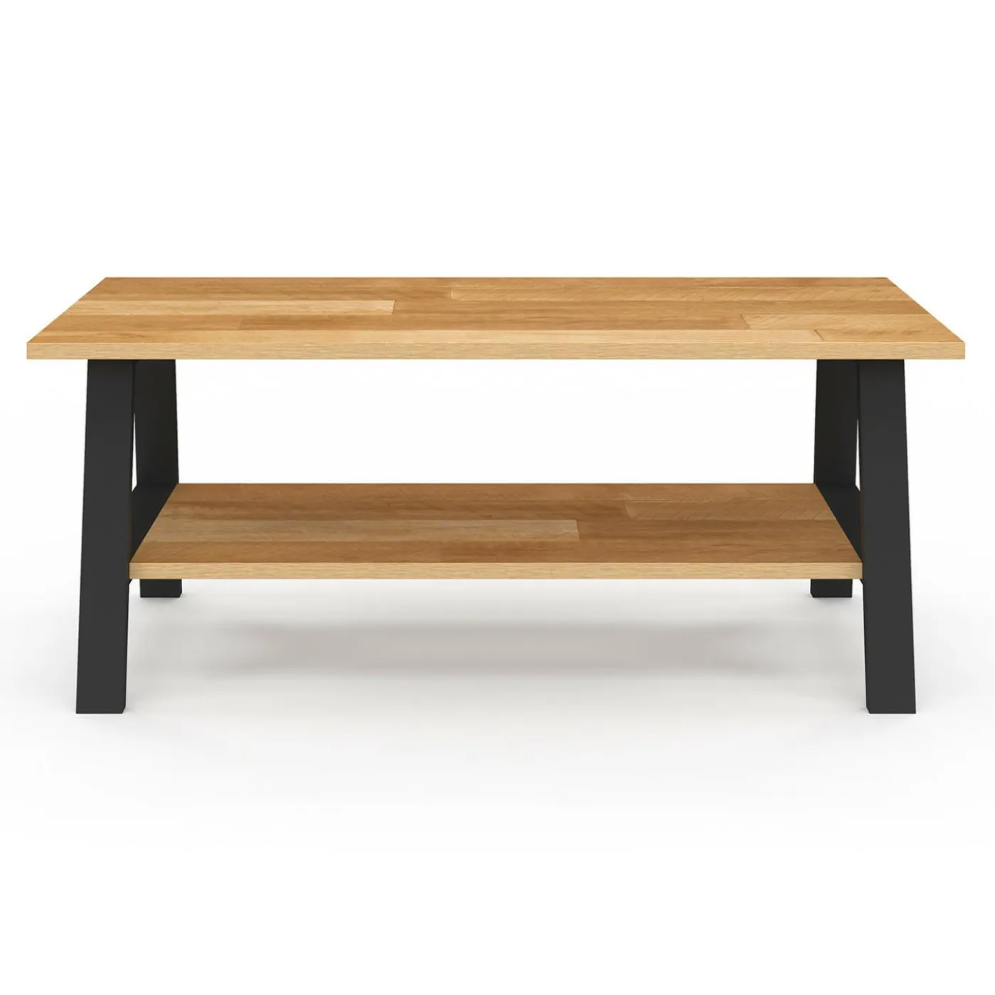 Table basse rectangulaire 100 cm double plateau bois et noir