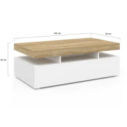 Table basse rectangulaire 2 tiroirs blanc