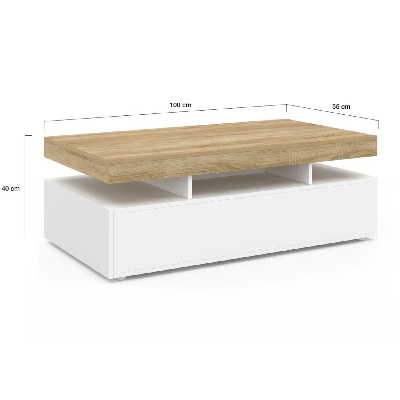 Table basse rectangulaire 2 tiroirs blanc