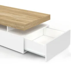 Table basse rectangulaire 2 tiroirs blanc