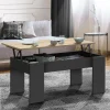 Table basse rectangulaire relevable bois noir et imitation hêtre