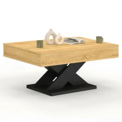 Table basse rectangulaire plateau relevable pied noir