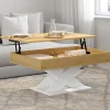 Table basse rectangulaire plateau relevable pied blanc