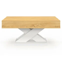 Table basse rectangulaire plateau relevable pied blanc