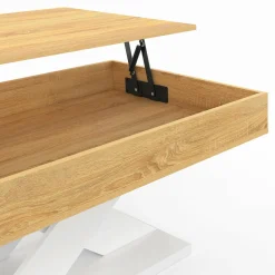 Table basse rectangulaire plateau relevable pied blanc