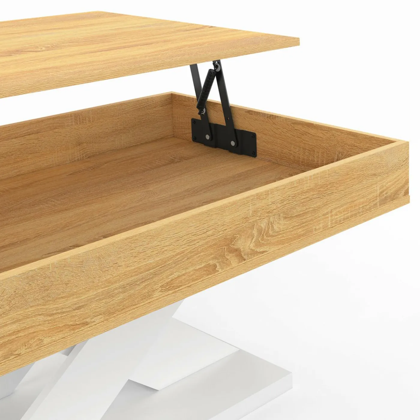 Table basse rectangulaire plateau relevable pied blanc