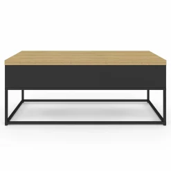 Table basse rectangulaire industrielle relevable et convertible pour manger