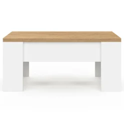 Table basse rectangulaire double plateau relevable bois imitation hêtre