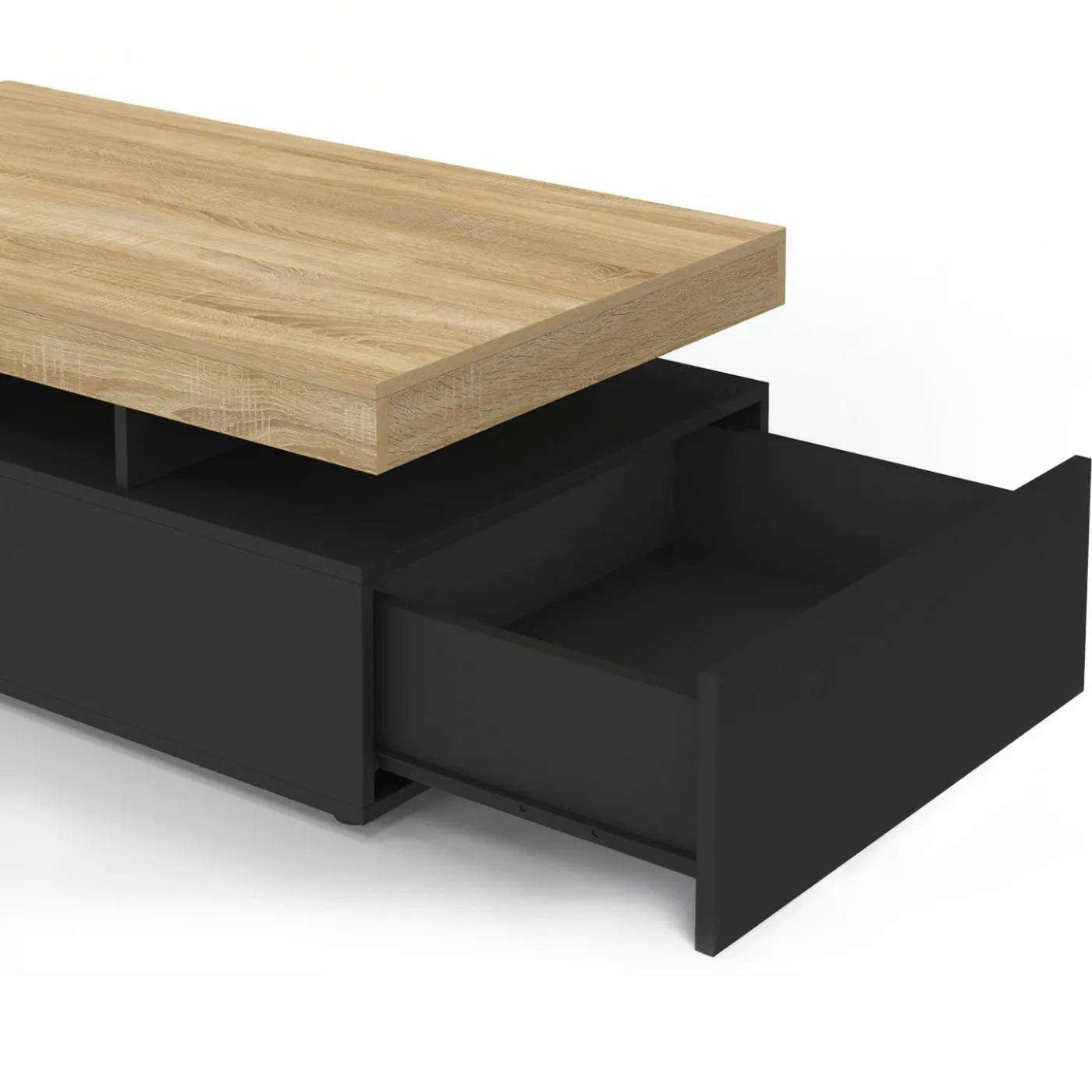 Table basse rectangulaire 2 tiroirs noir