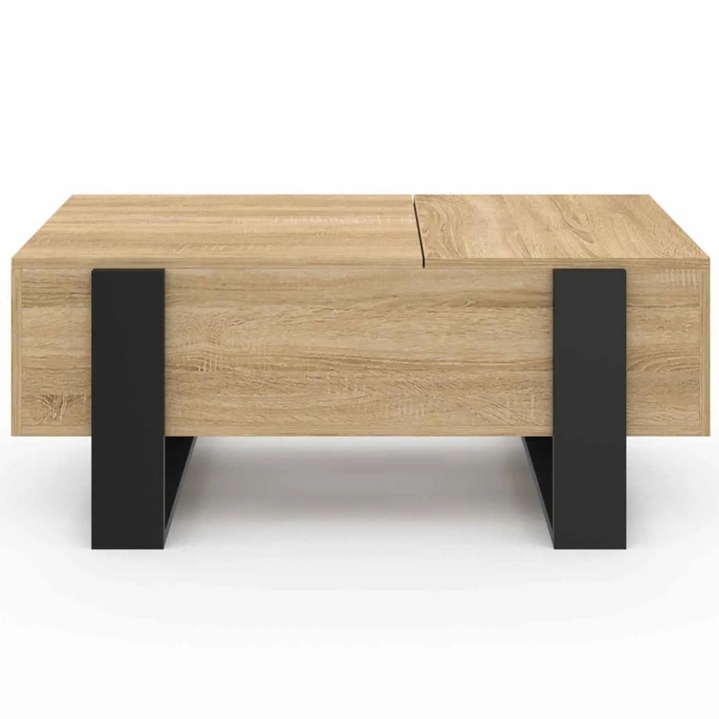 Table basse relevable 2 plateaux bois et noir