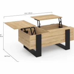 Table basse relevable 2 plateaux bois et noir
