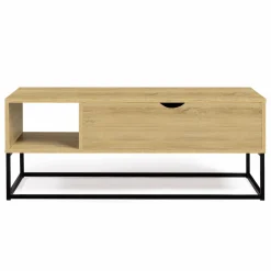 Table basse relevable bois et métal avec rangements