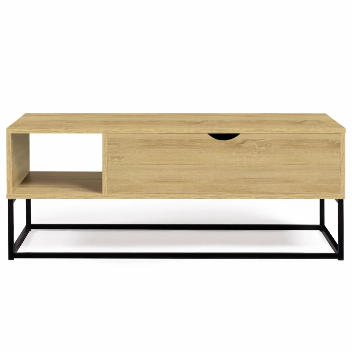 Table basse relevable bois et métal avec rangements