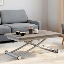 Table basse relevable en table à manger moderne avec plateau effet béton