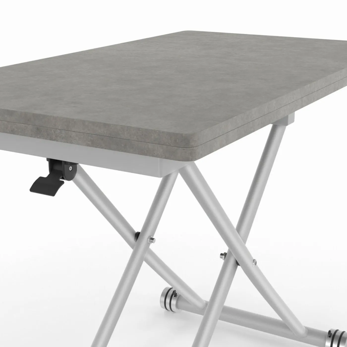 Table basse relevable en table à manger moderne avec plateau effet béton