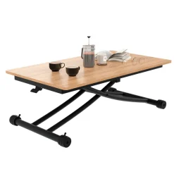 Table basse relevable en table à manger industrielle