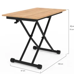 Table basse relevable en table à manger industrielle