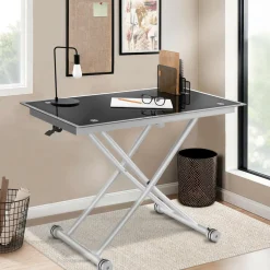 Table basse relevable en table à manger verre trempé