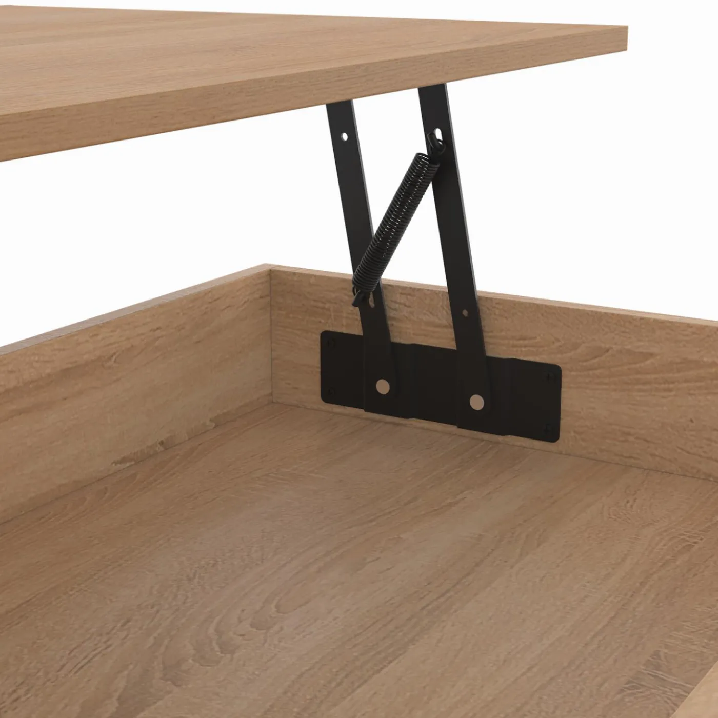Table basse relevable industrielle rectangulaire bois et noir 100 cm pied araignée