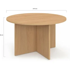 Table basse ronde 70 cm bois façon hêtre