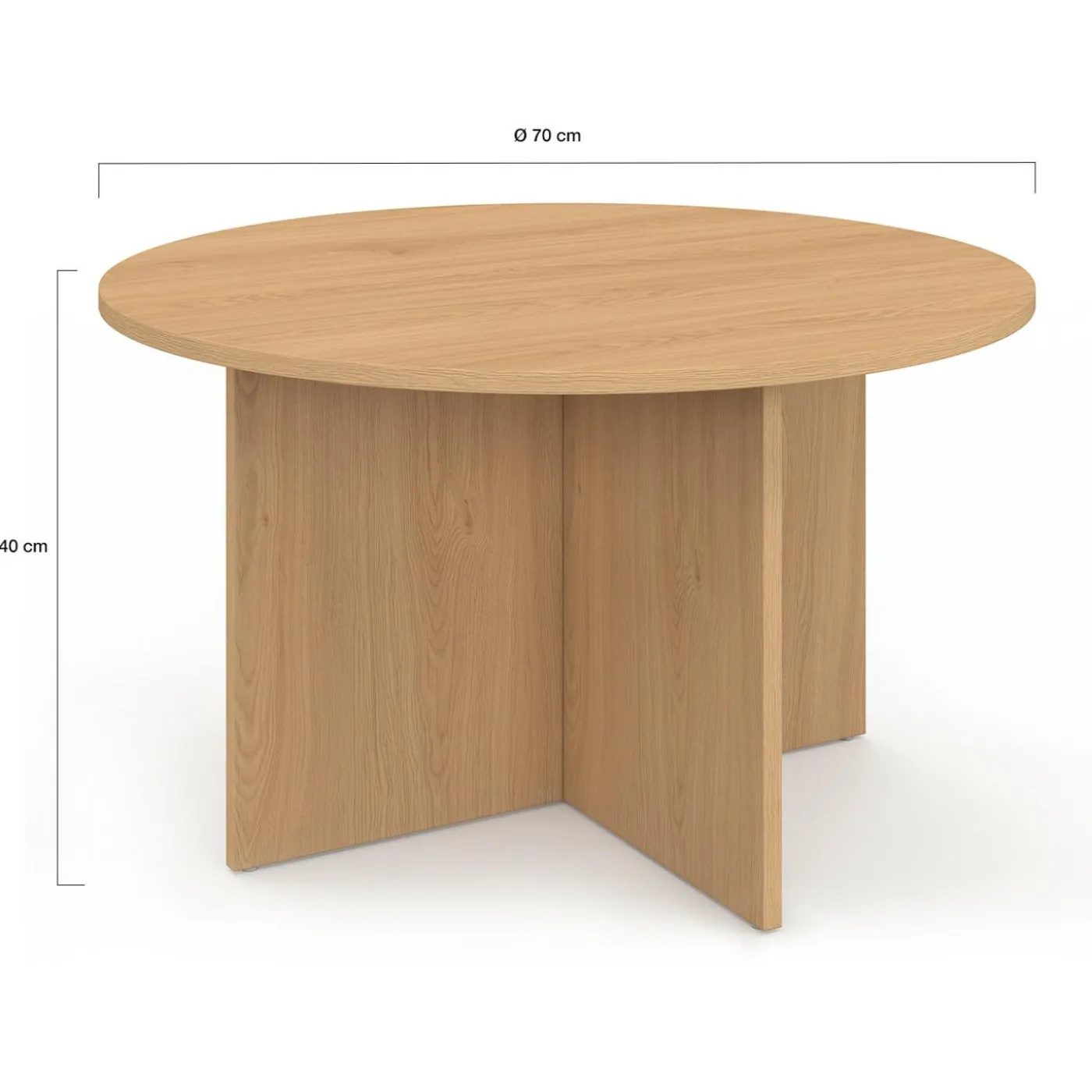 Table basse ronde 70 cm bois façon hêtre