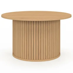 Table basse ronde 70 cm lattes coloris chêne
