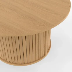 Table basse ronde 70 cm lattes coloris chêne