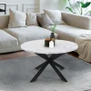 Table basse ronde avec plateau effet marbre blanc 70 cm