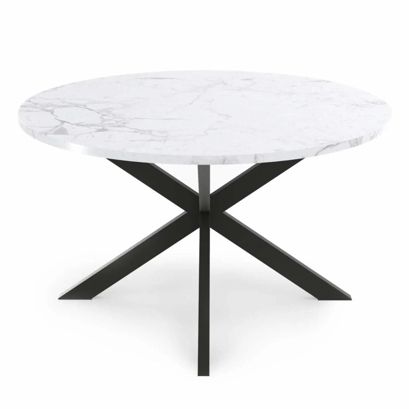 Table basse ronde avec plateau effet marbre blanc 70 cm
