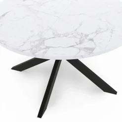 Table basse ronde avec plateau effet marbre blanc 70 cm