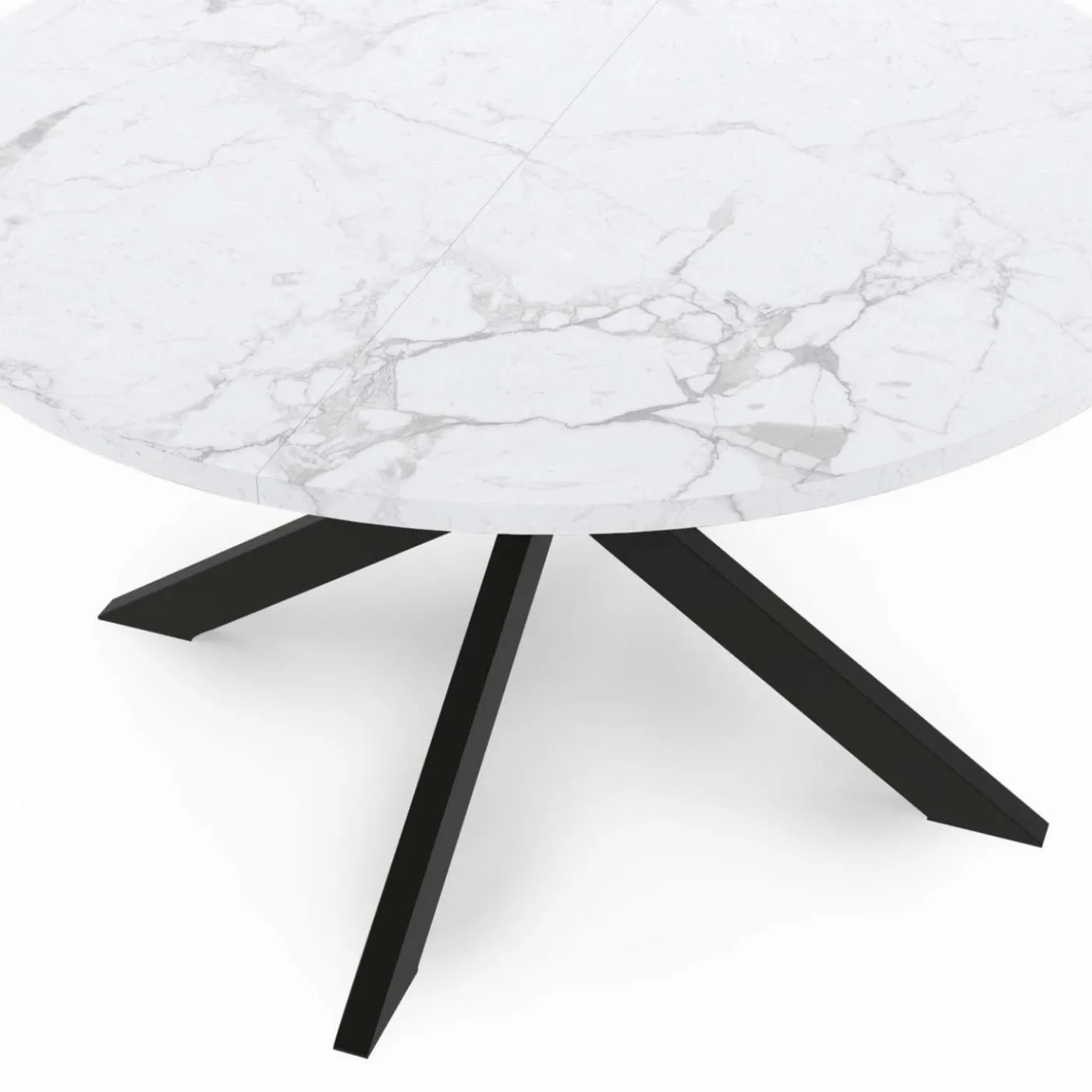 Table basse ronde avec plateau effet marbre blanc 70 cm