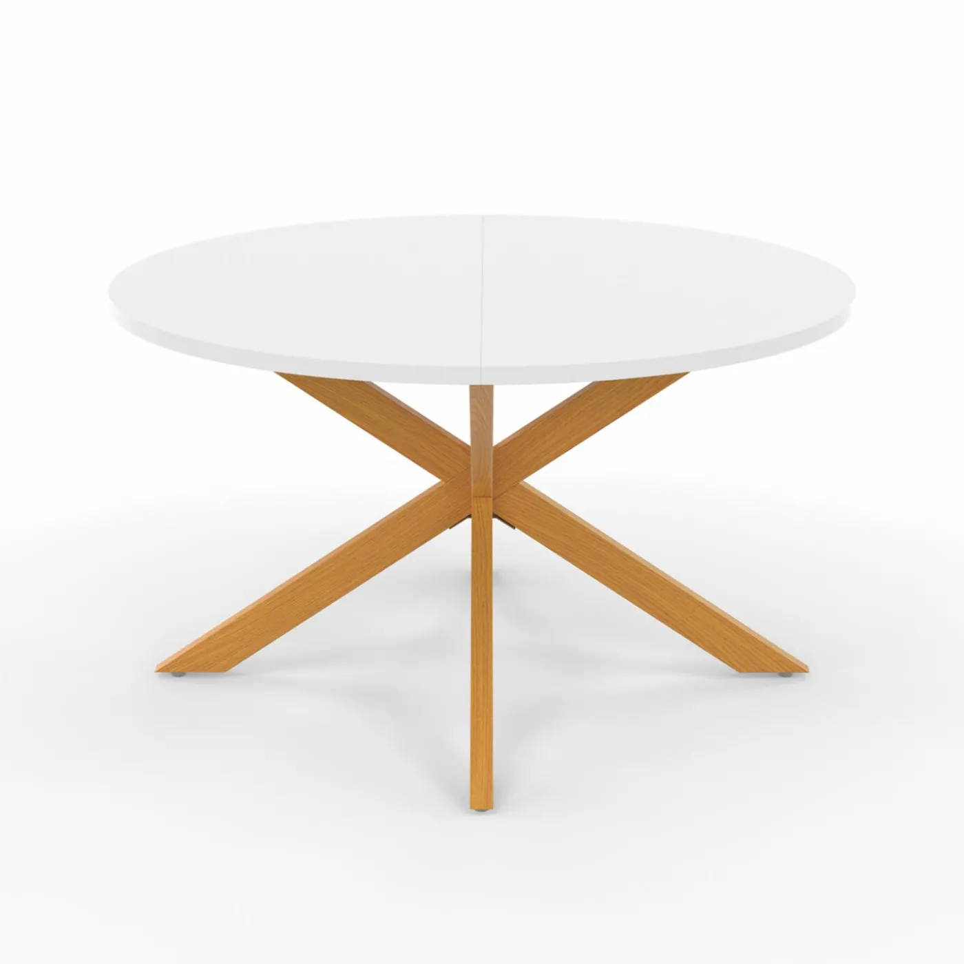 Table basse ronde blanche et bois 70 cm pied araignée