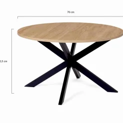 Table basse ronde bois et noir pied araignée