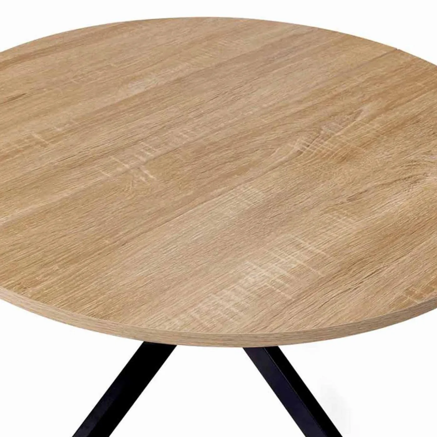 Table basse ronde bois et noir pied araignée