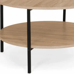 Table basse ronde double plateau style industriel 70 cm