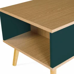 Table basse scandinave bois, vert clair et vert foncé