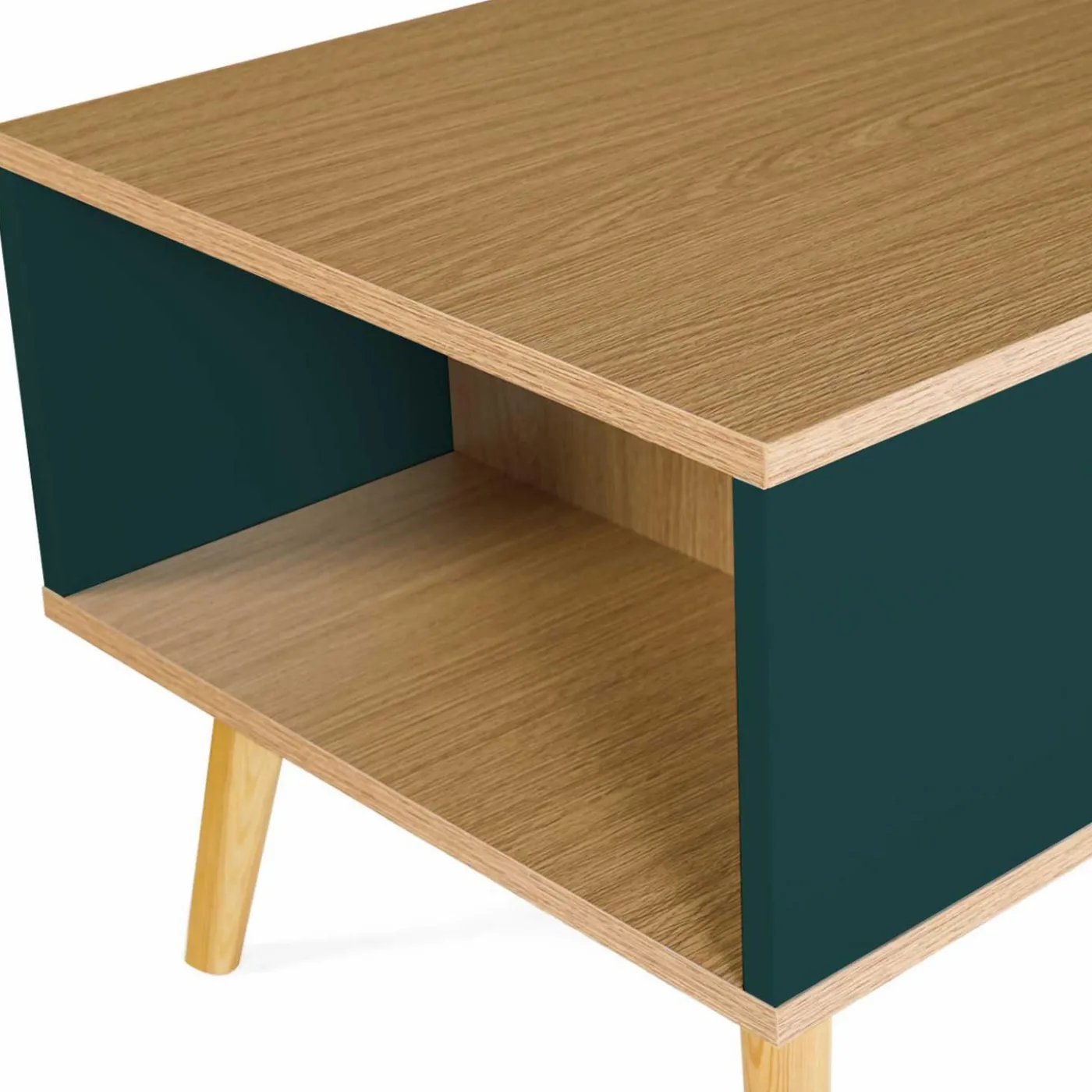 Table basse scandinave bois, vert clair et vert foncé