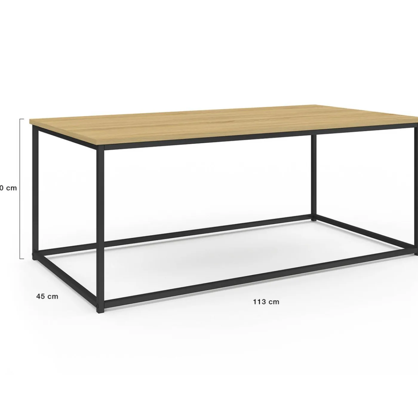 Table basse style industriel bois et métal noir