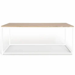Table basse style industriel bois et métal blanc