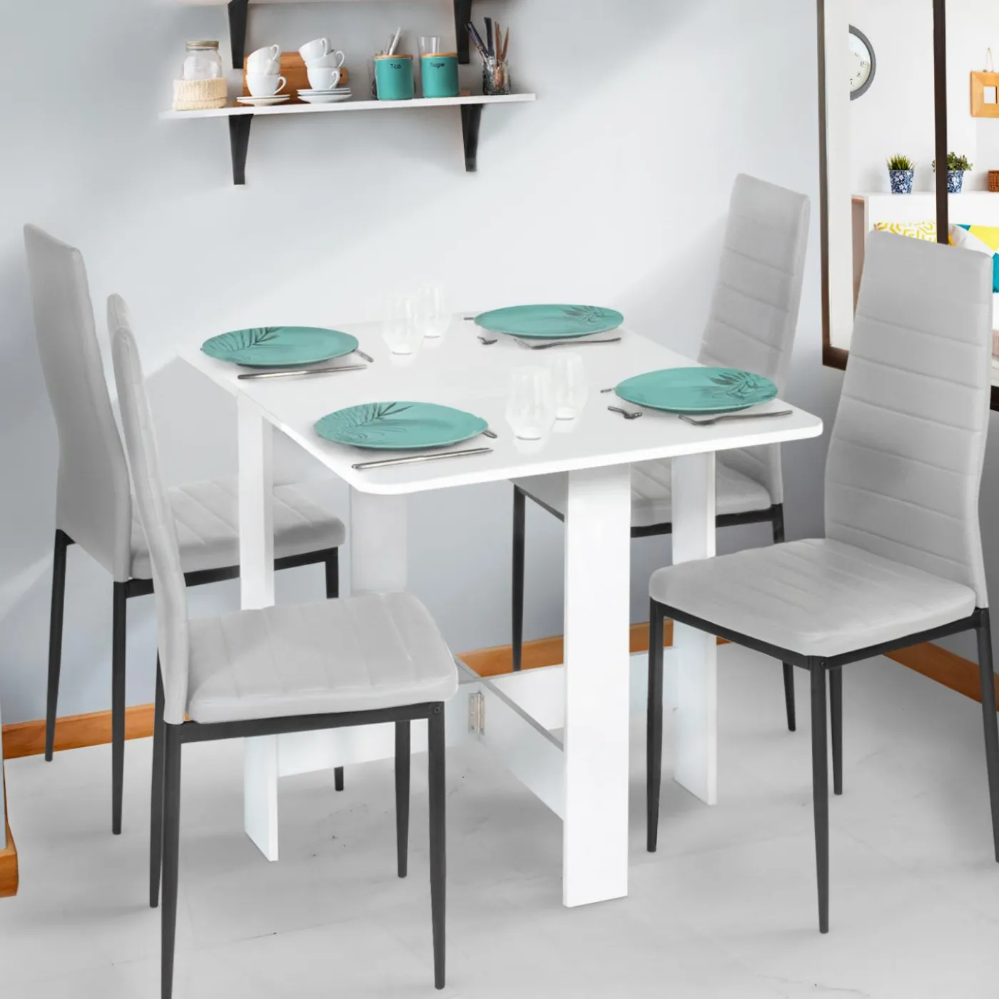 Table console blanche en bois