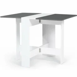 Table console blanche et grise en bois