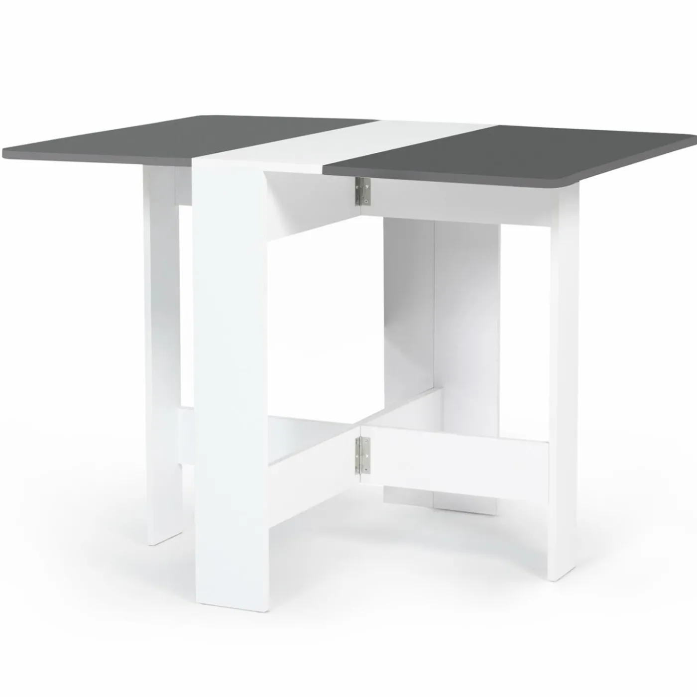 Table console blanche et grise en bois