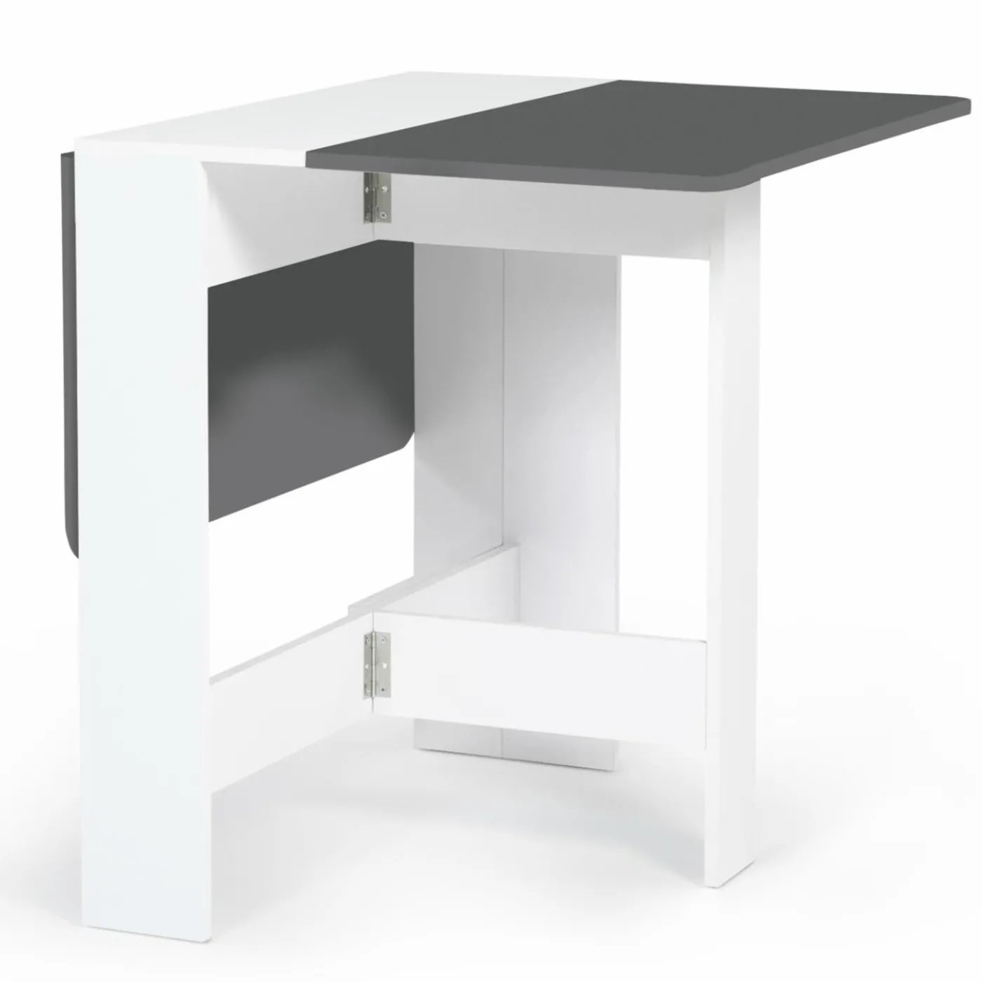 Table console blanche et grise en bois