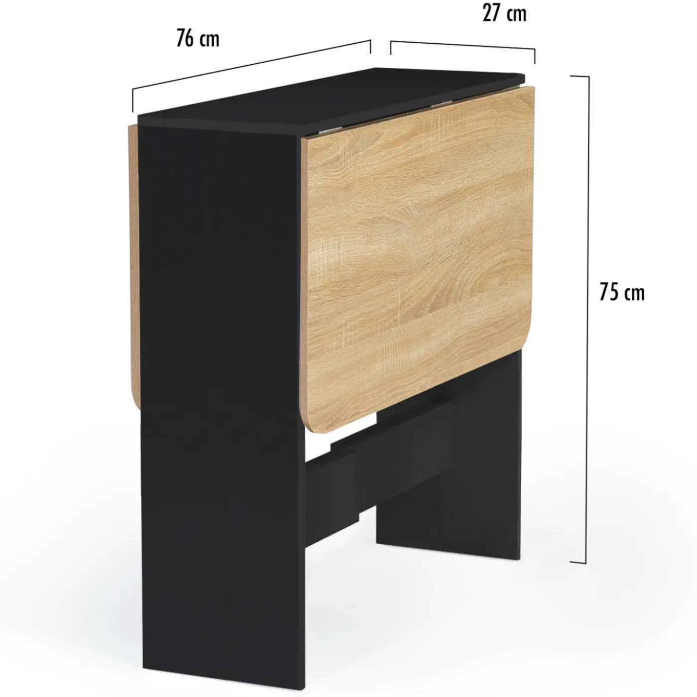 Table console bois noir et imitation hêtre