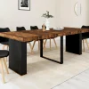 Table console extensible 10 personnes 235 cm bois effet vieilli et noir