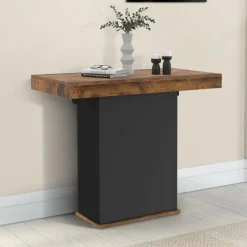 Table console extensible 10 personnes 235 cm bois effet vieilli et noir