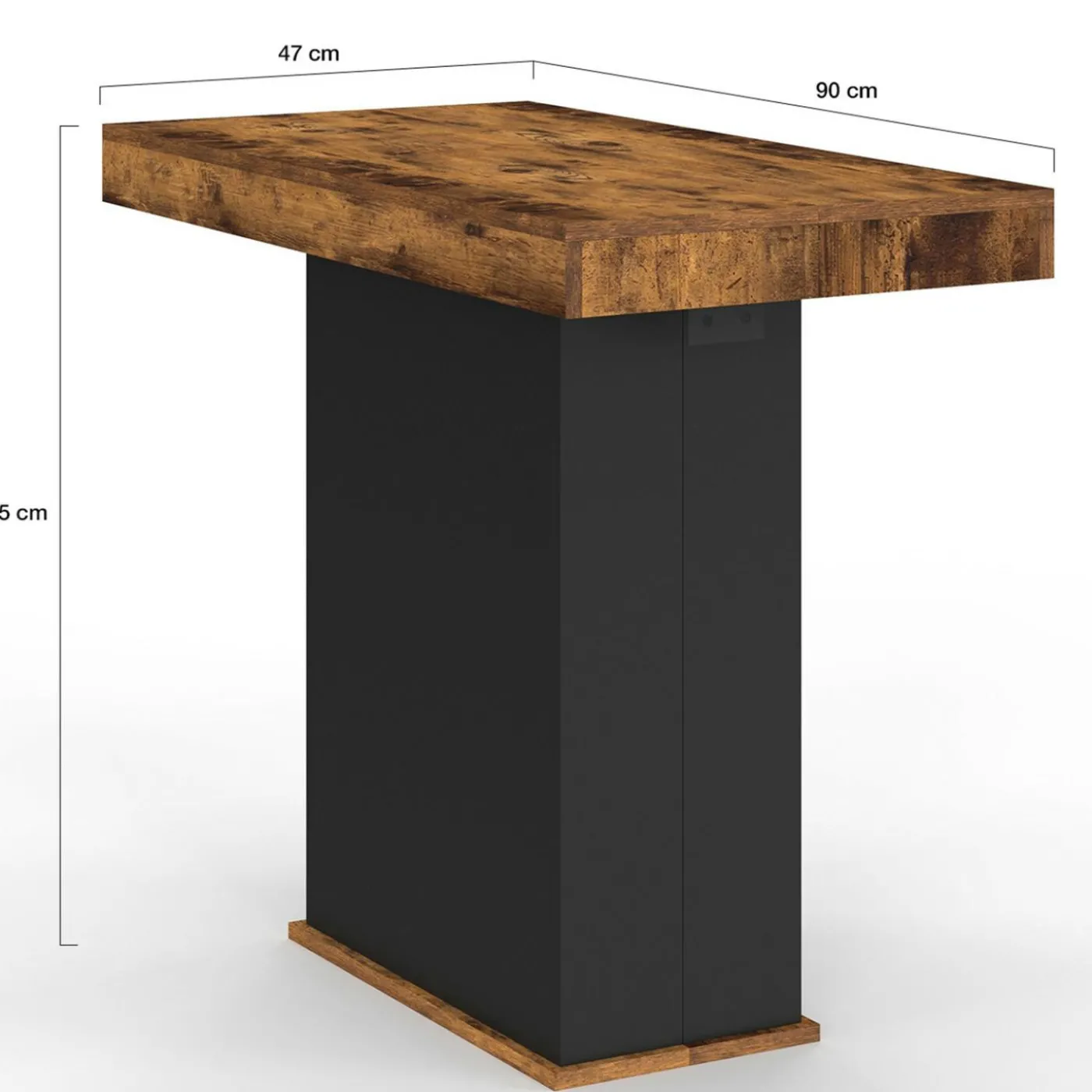 Table console extensible 10 personnes 235 cm bois effet vieilli et noir