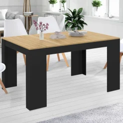 Table console extensible noir et bois
