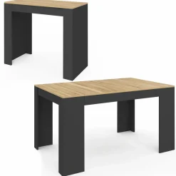 Table console extensible noir et bois